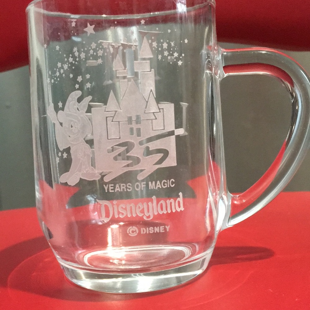 Disneyland 35th anniversary clear glass etched mug Carole to Mom